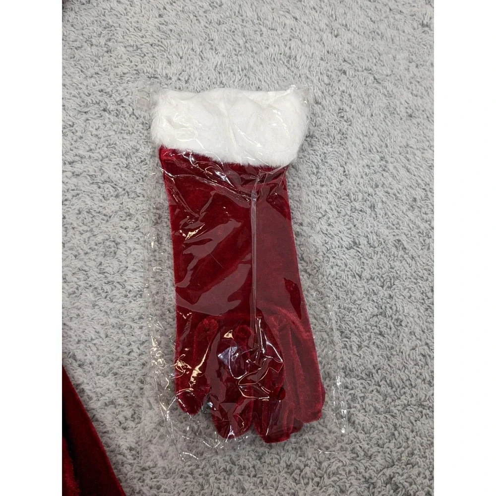 Mrs Santa Claus Velvet Costume Christmas Womens 4XL Hooded Belt Gloves New - Picture 16 of 16